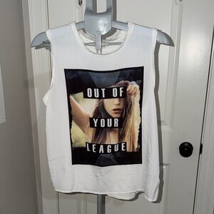 Express OUT OF YOUR LEAGUE Graphic Muscle Tee